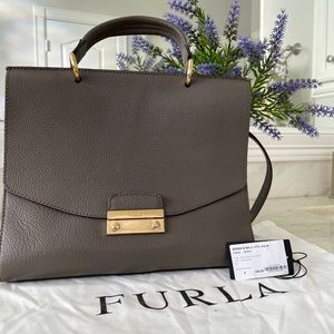 Furla Grained Leather Handle Bag